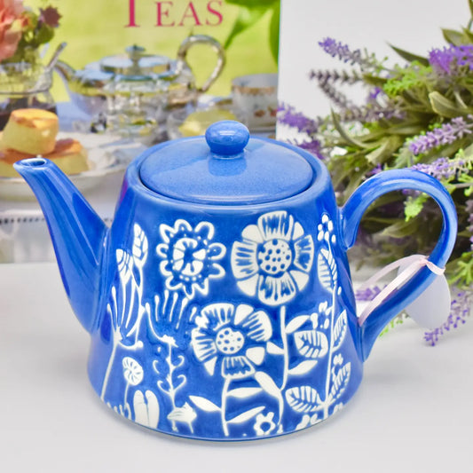 Blue with White Flowers Teapot